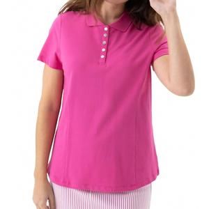 NEW RENUAR short sleeve knit polo top in lollipop